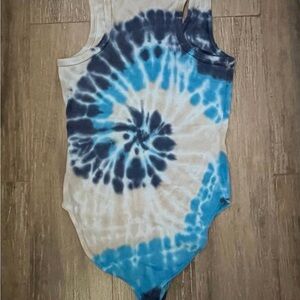 Agolde Blue and Cream Tie-Dye Bodysuit